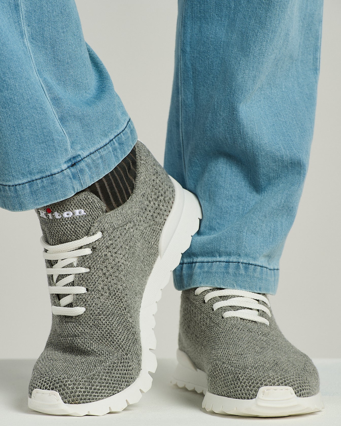 Kiton Shoes Graue Cashmere Sneaker Kaschmir Gr 43