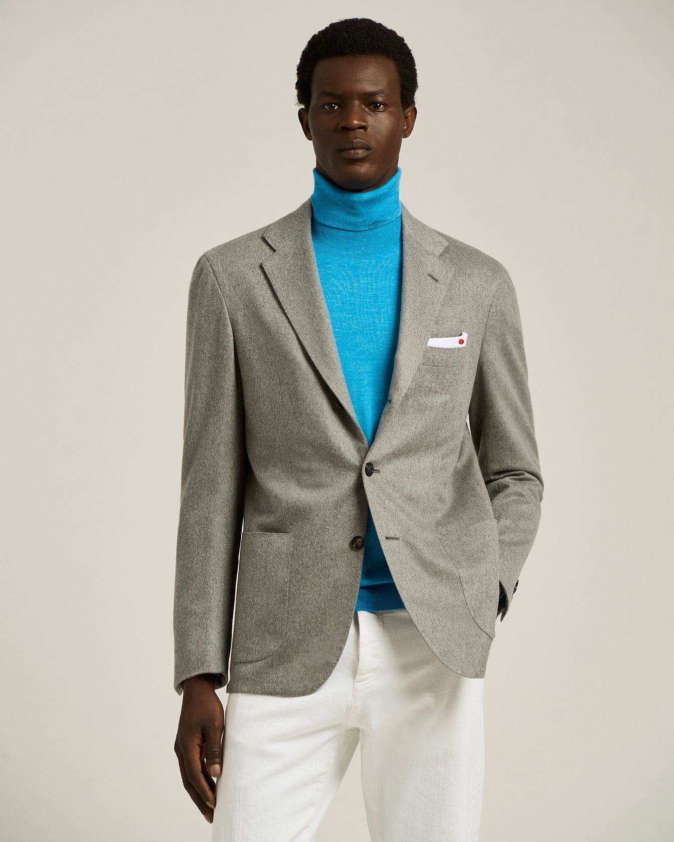 Kiton Blazer Kaschmir Vikunja hellgrau Gr.50 Sakko