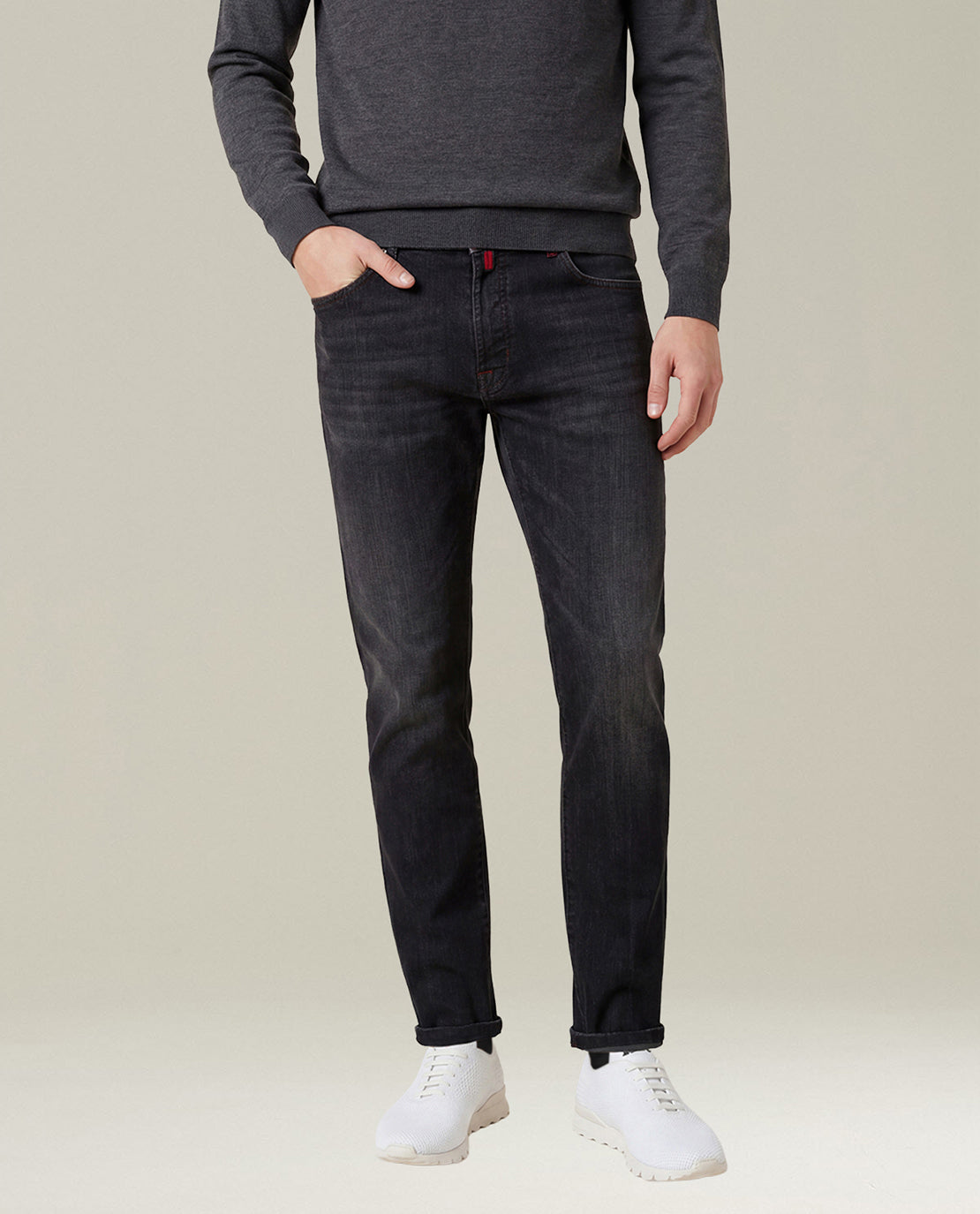 Kiton Jeans Five-Pocket washed black Gr. 33 Stretch tapered