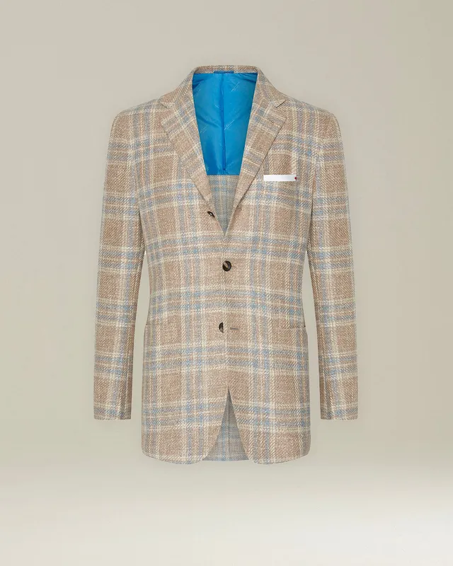 Kiton Jackets Sakko kariert Wolle Seide Baumwolle