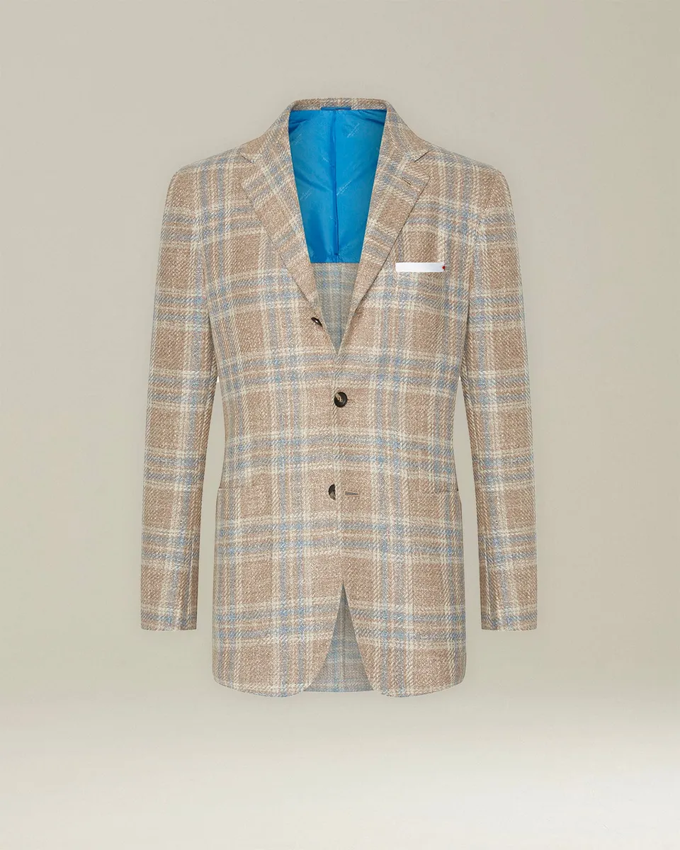 Kiton Jackets Sakko kariert Wolle Seide Baumwolle