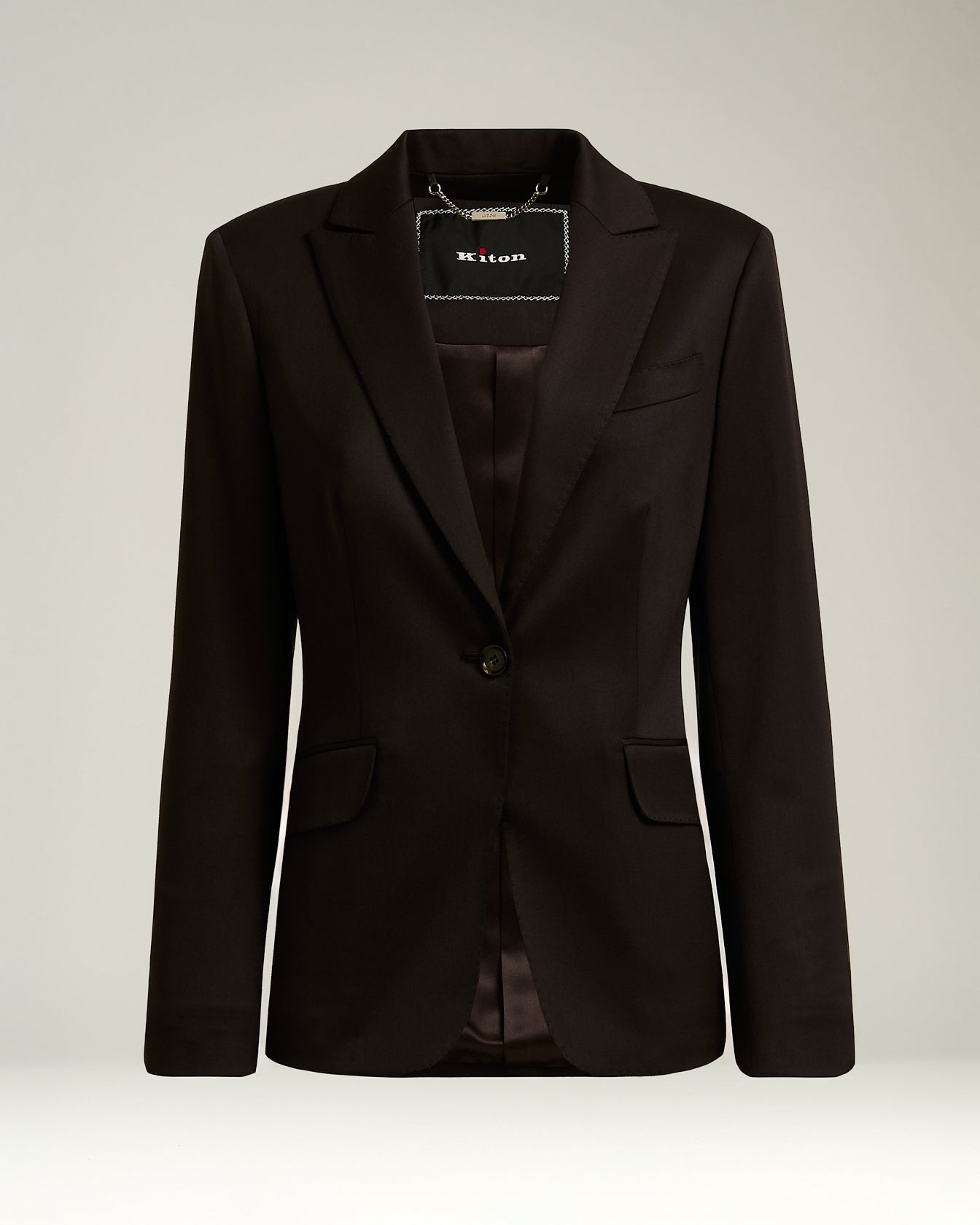 Kiton Single-Breasted Jacket In Stretch Virgin Wool Brown Sakko
