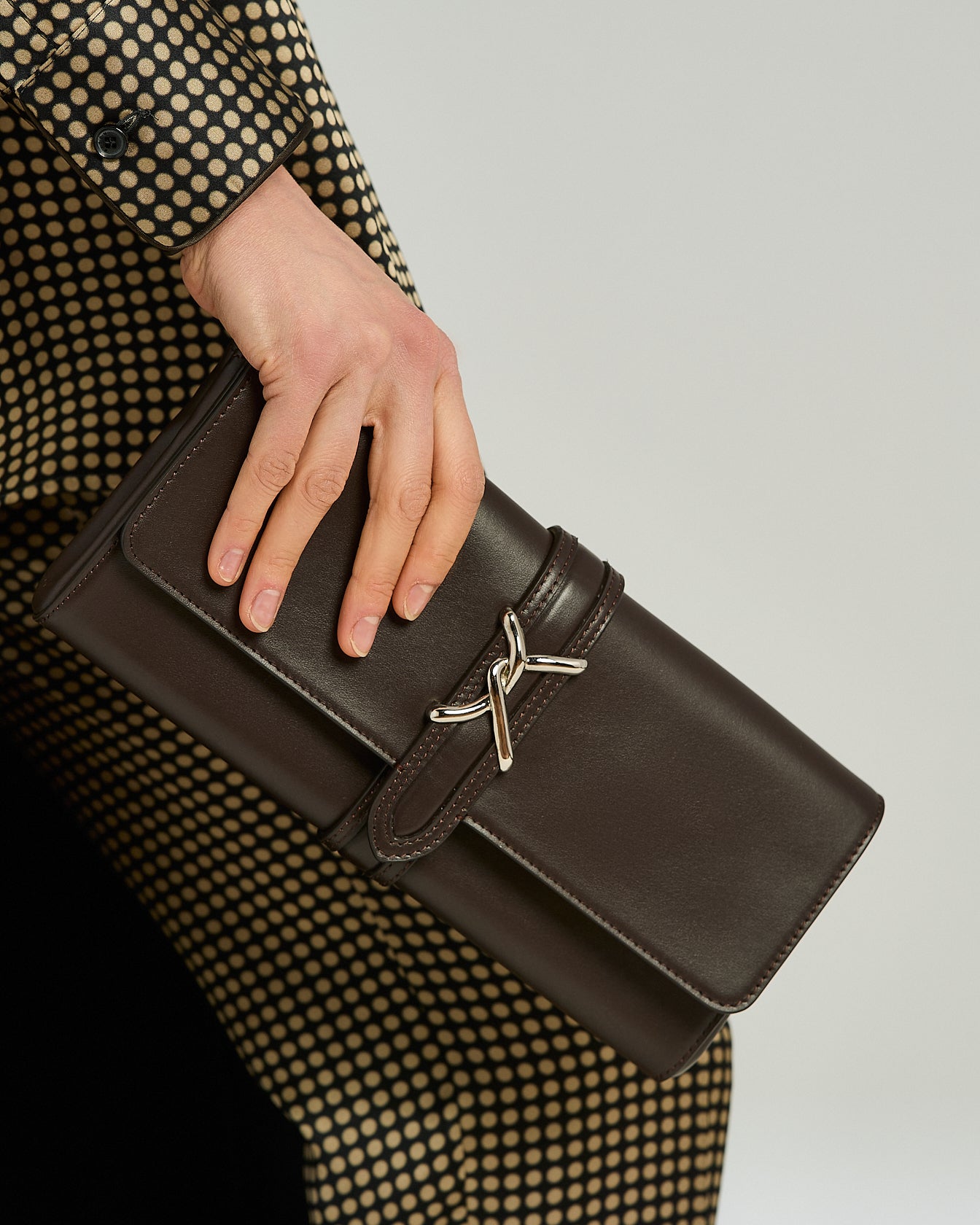 Kiton Isabel Leder Clutch dunkelbraun TU Abendtasche