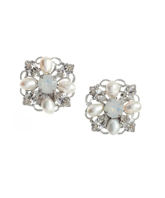 Elizabeth Bower Rose Braut Ohrstecker Opal Perle 12mm