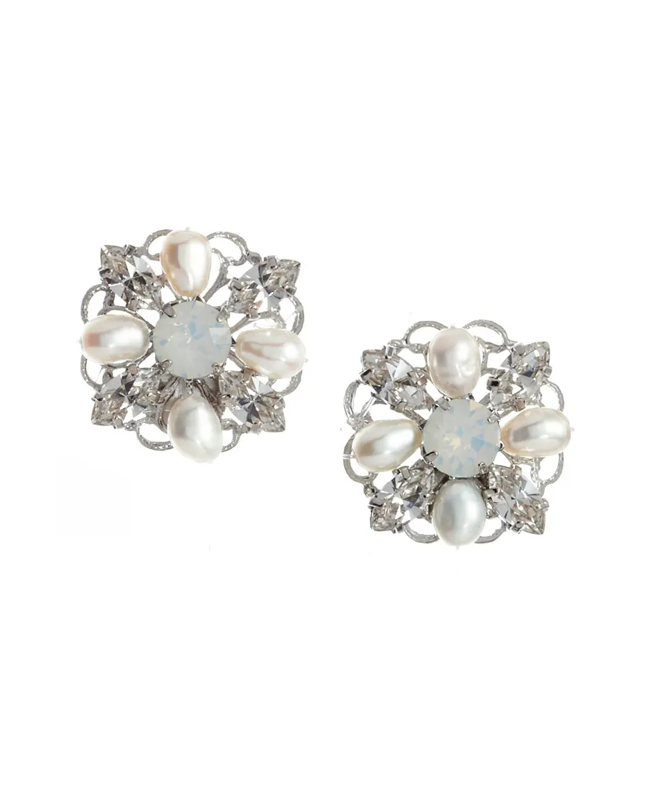 Elizabeth Bower Rose Braut Ohrstecker Opal Perle 12mm