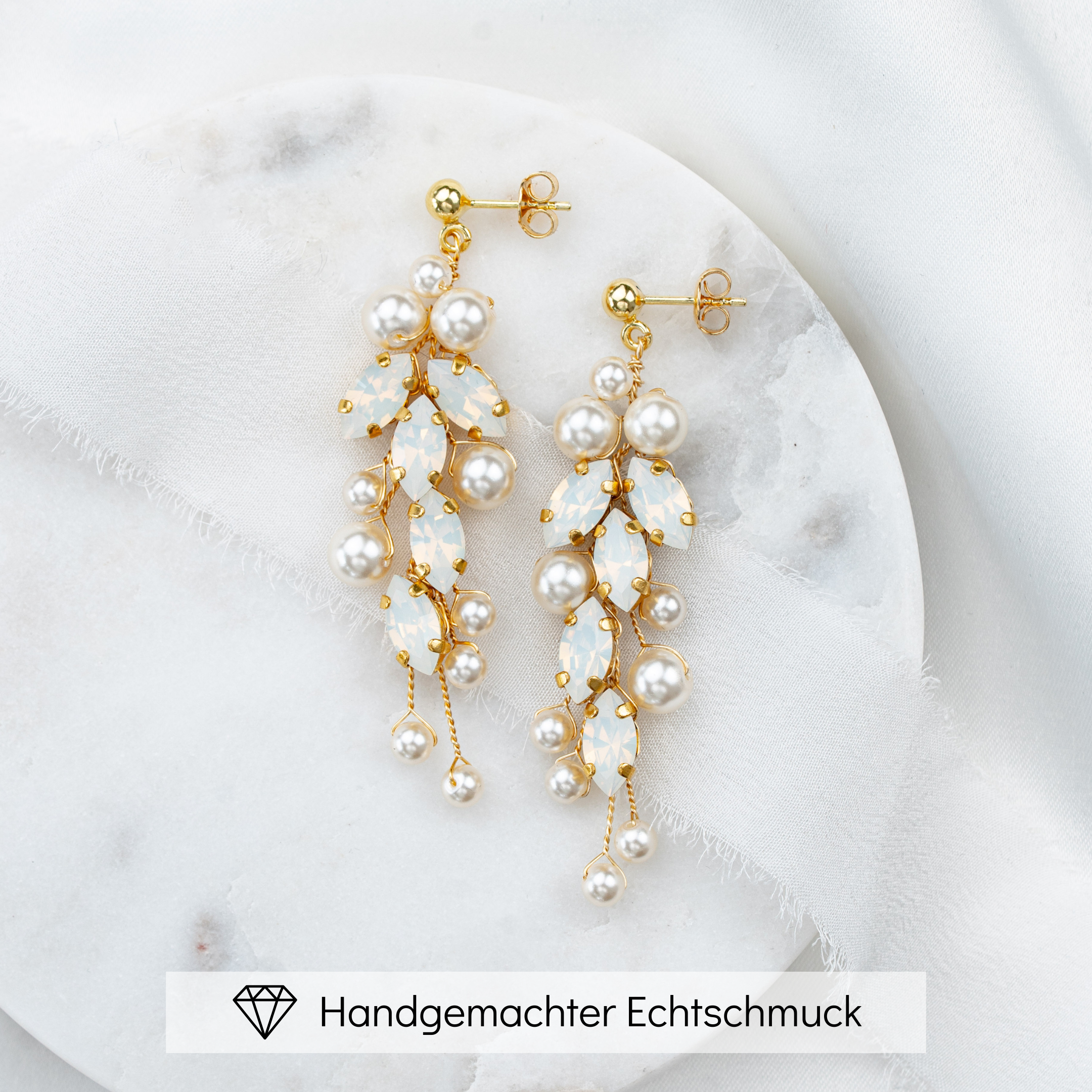 Perlenbräute Anastasia Brautohrringe Perlen Silber white opal