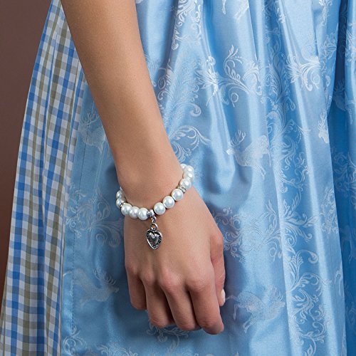 Alpenflüstern DAHEIM Perlen Trachtenarmband Herz creme