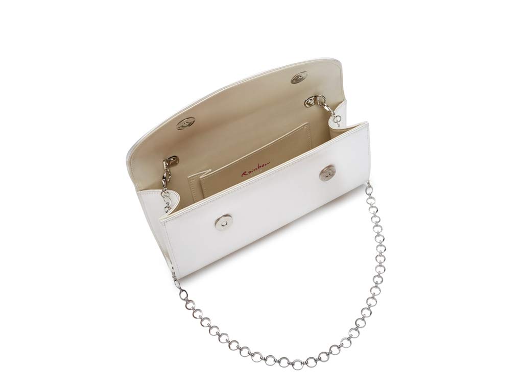 Rainbow Club Handbags Celinde Clutch Ivory Satin Kette