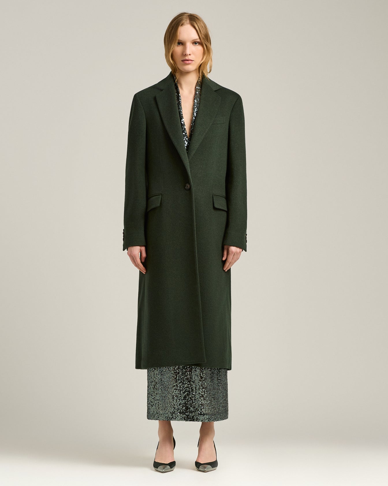 Kiton Outerwear Kaschmirmantel Dunkelgrün 100% Kaschmir
