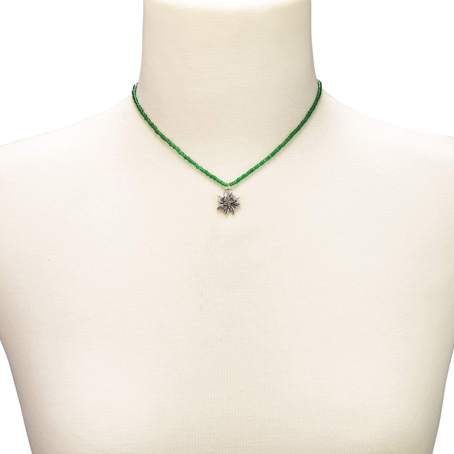 Alpenflüstern DAHEIM DHK258 Dirndlkette grün Edelweiss Perlen