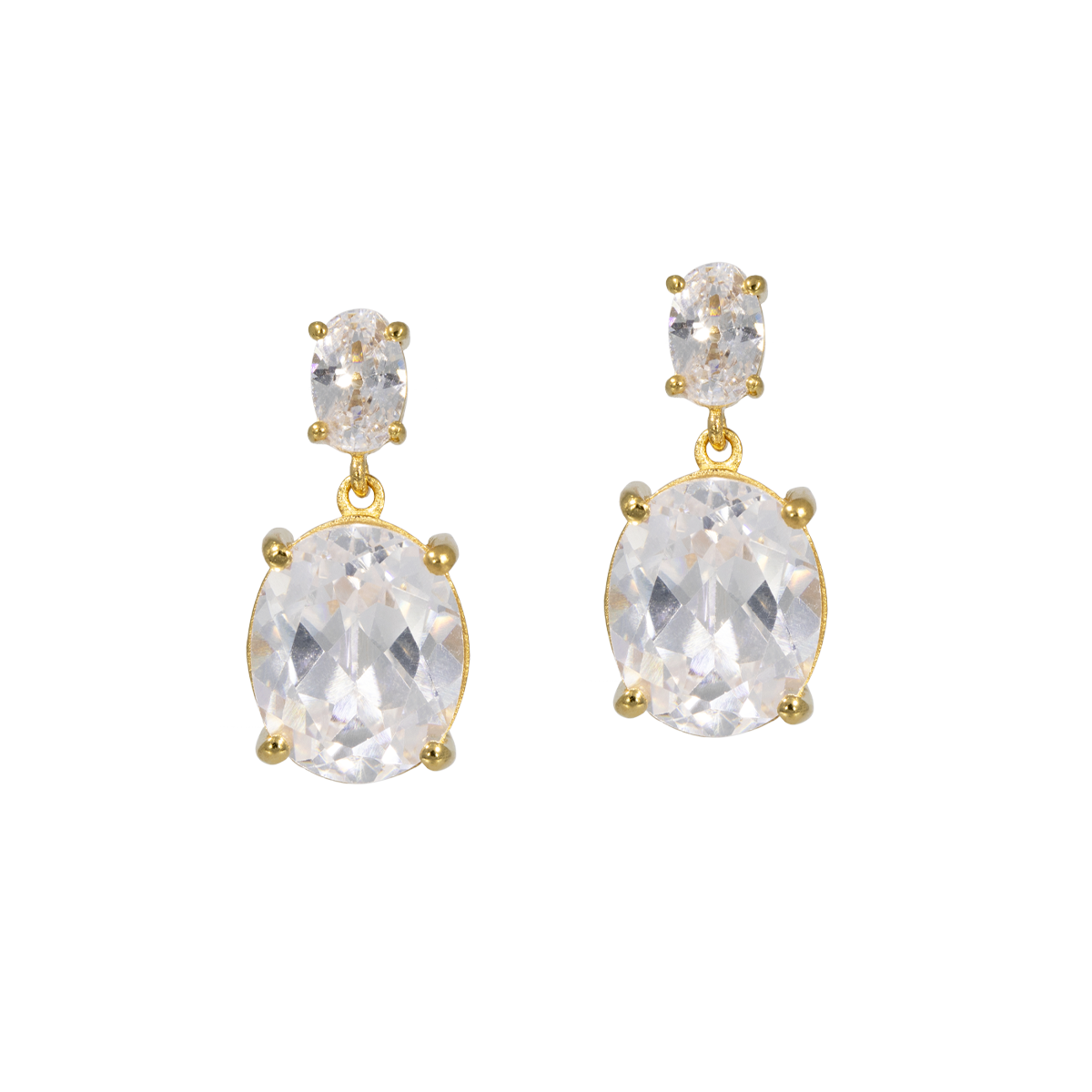 Juvelan Evelyn Kristall Ohrringe Silber Oval Zirkonia