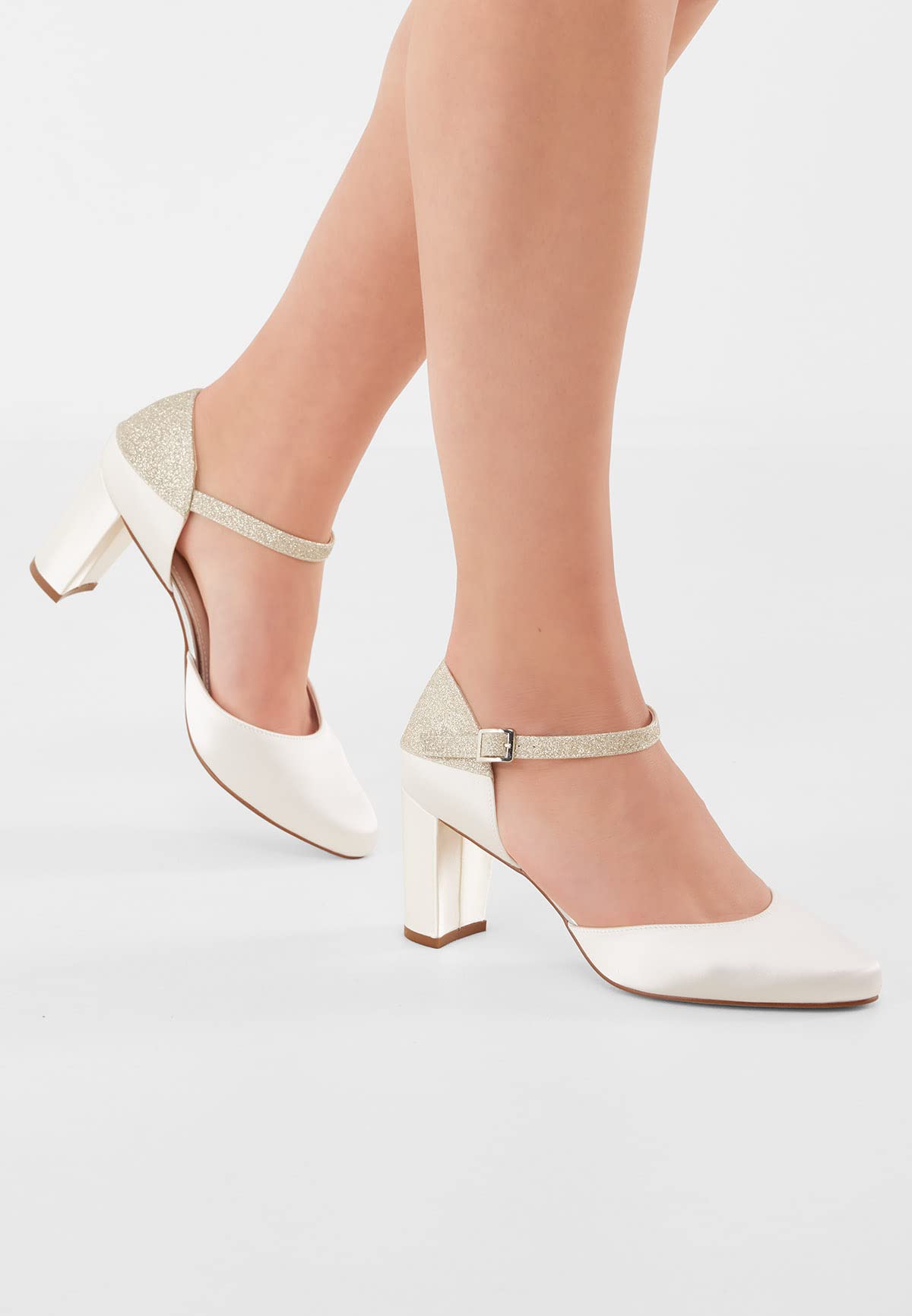 Rainbow Club Kimber Ivory Satin Brautschuhe 41 Glitter