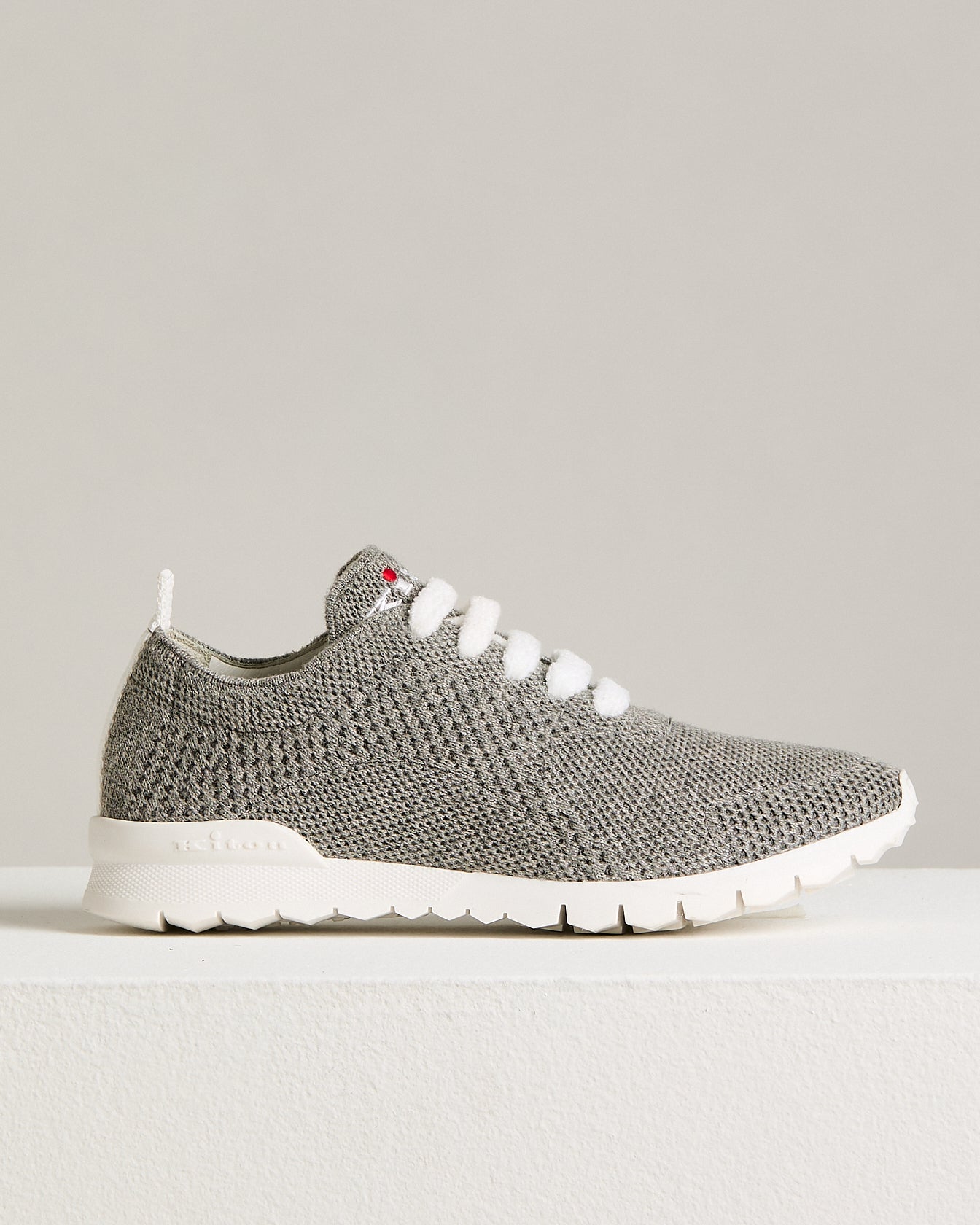 Kiton Fit Cashmere Sneaker Schuhe Hellgrau Strick