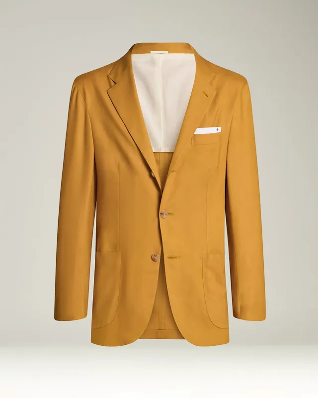 Kiton Jackets Mustard Cashmere Sakko einreihig Größe 50