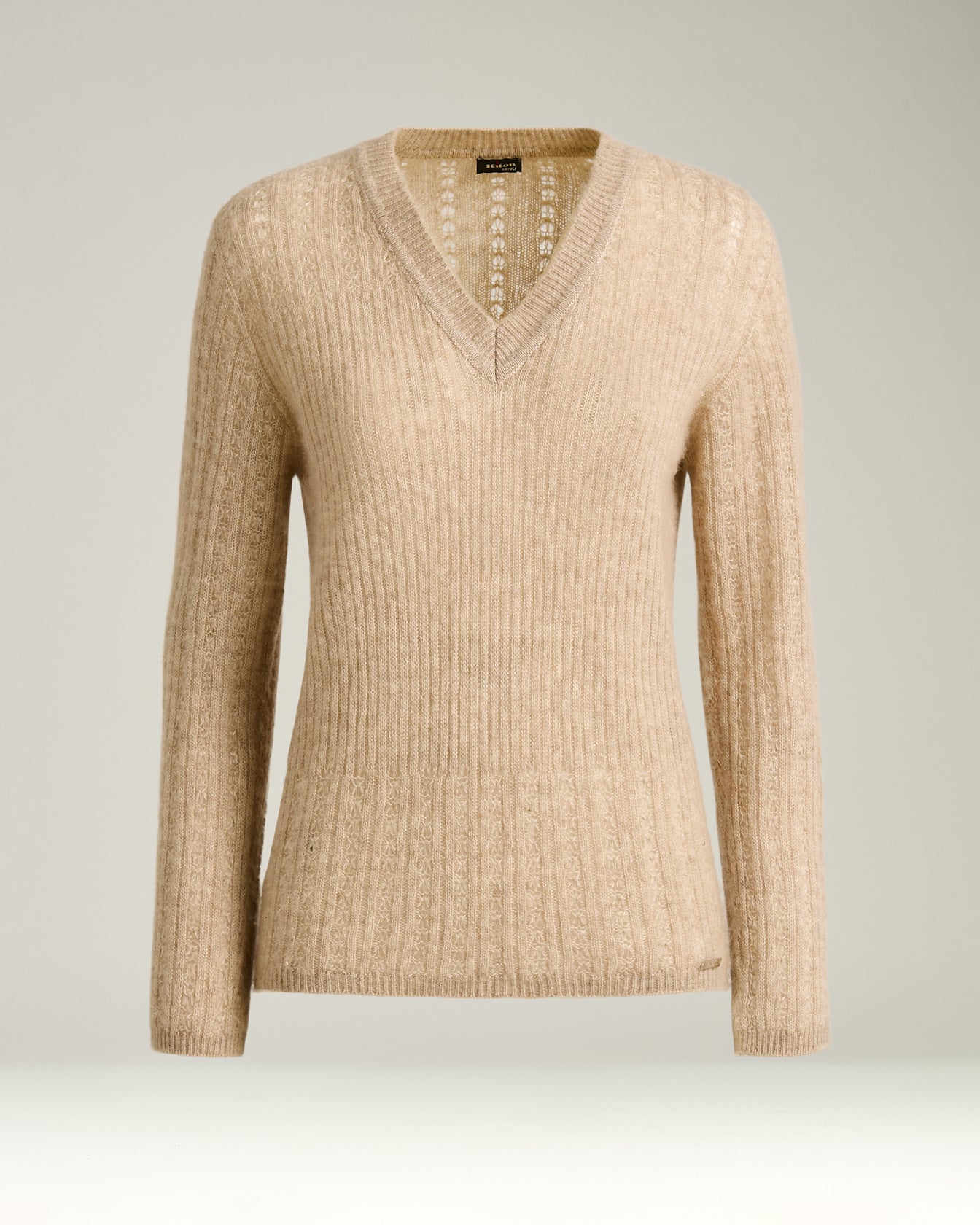 Kiton Knitwear V-Neck Pullover Beige Kaschmir Seide