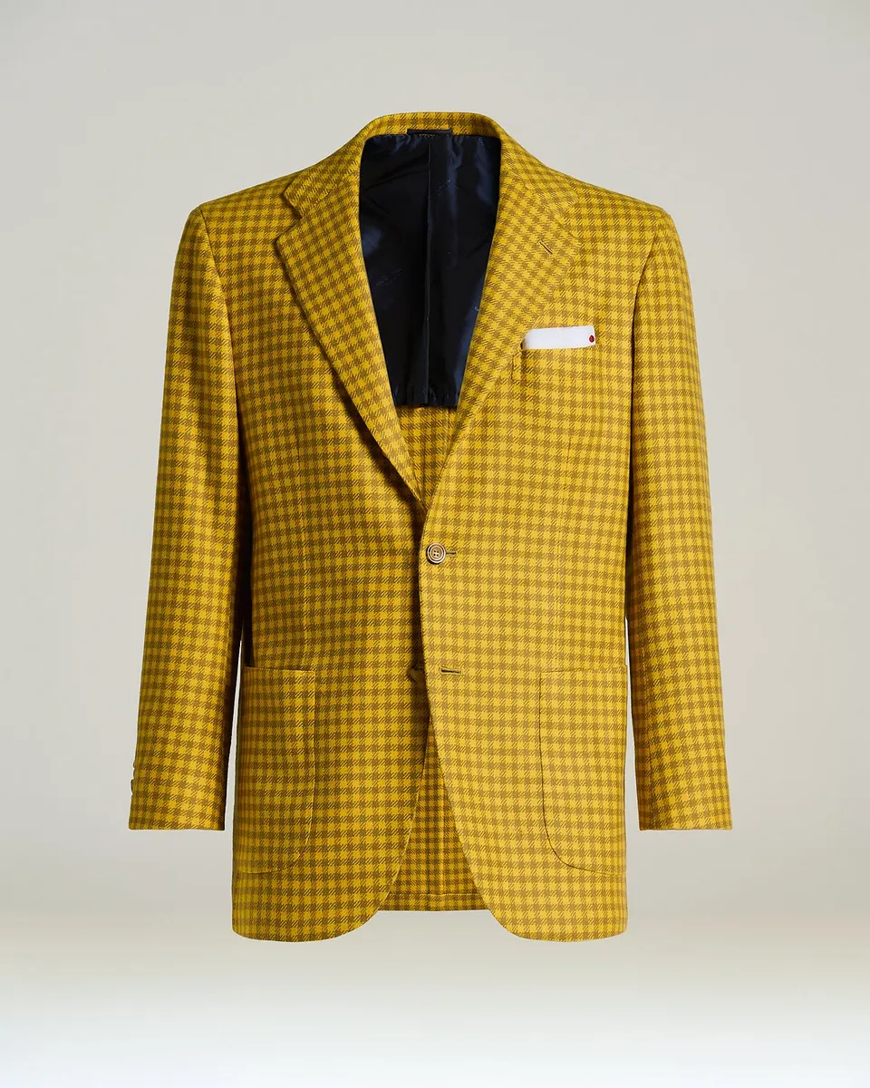 Kiton Jackets Yellow Pure Cashmere Sakko Gr. 50 Karo