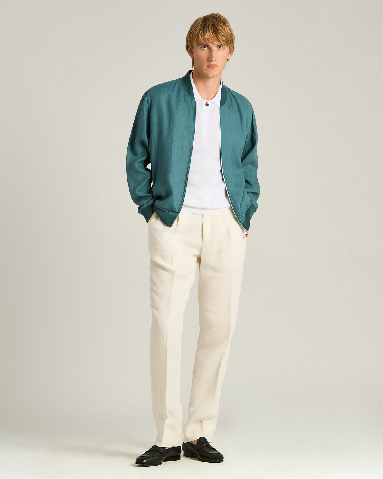 Kiton Jackets Sakko Leinen Kornblumenblau Zip