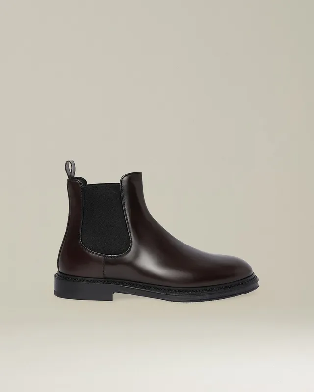 Kiton Chelsea Boots Kalbsleder Bordeaux 43