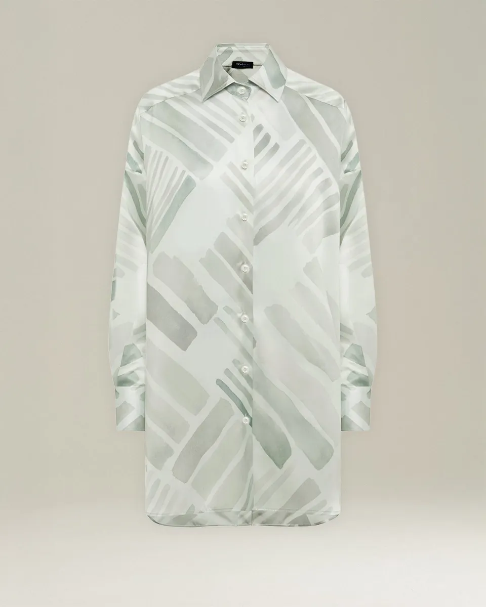 Kiton Ethnic Brush Seidenhemd Oversize Seide
