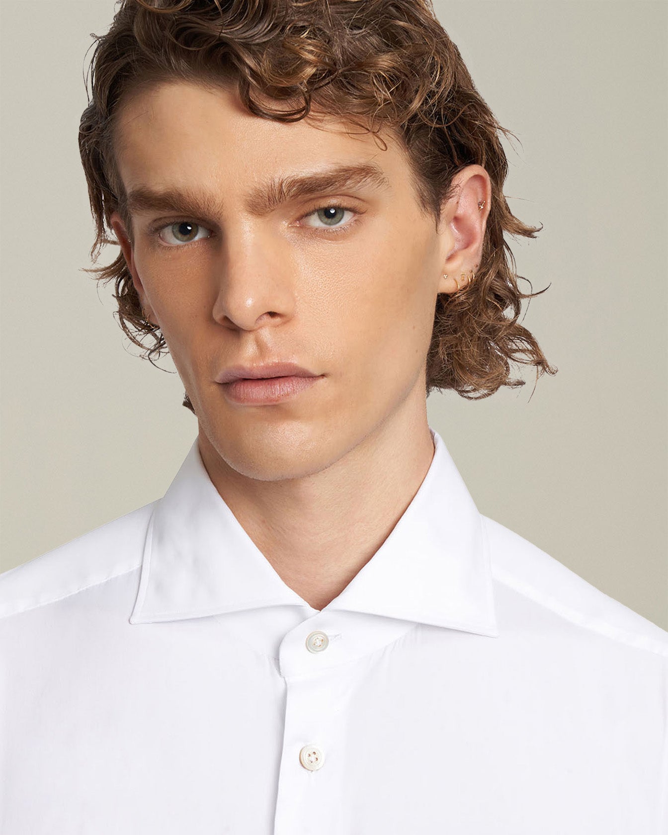 Kiton Shirts Hemd Baumwolle weiß Perlmuttknöpfe