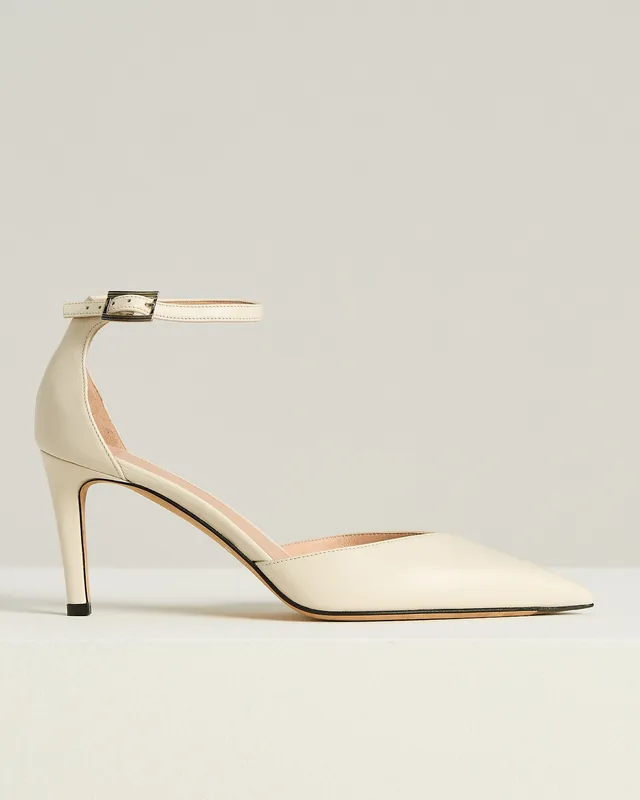Kiton Pumps Kalbsleder Milchweiß 38 Riemchen