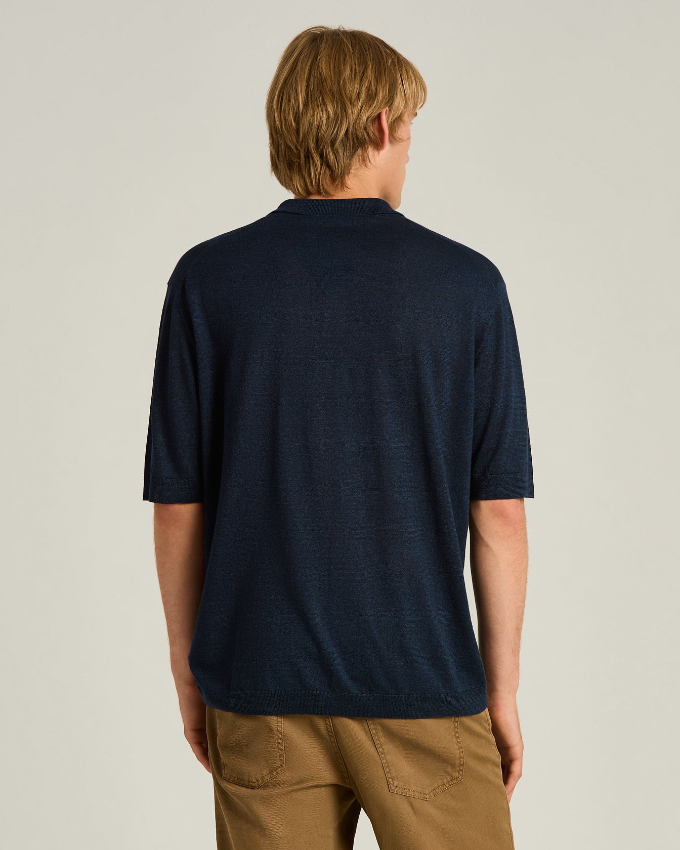 Kiton Polo Kurzarm Poloshirt blau Naturfaser-Mix leicht