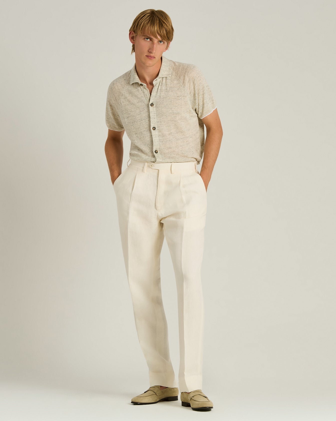 Kiton Shirt Kurzarmhemd Leinen Grau Pure Linen