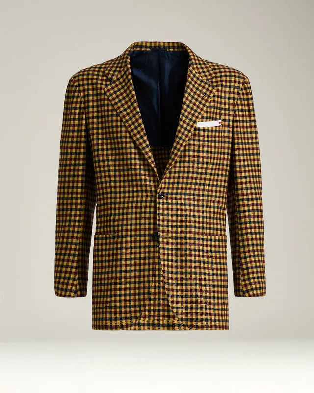 Kiton Cashmere Blazer Sakko Kaschmir Micro-Karo Gr. 50