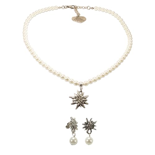Alpenflüstern DAHEIM SET056 Schmuckset Kette+Ohrringe creme