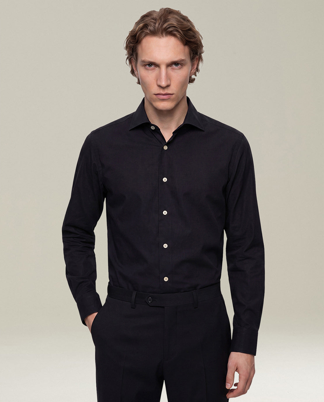 Kiton Shirts Black Cotton Shirt Hemd schwarz Baumwolle