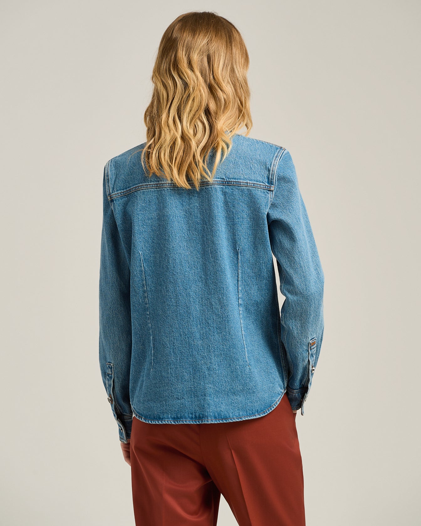 Kiton Shirts Medium Blue Stretch Jeanshemd Denim mit Taschen