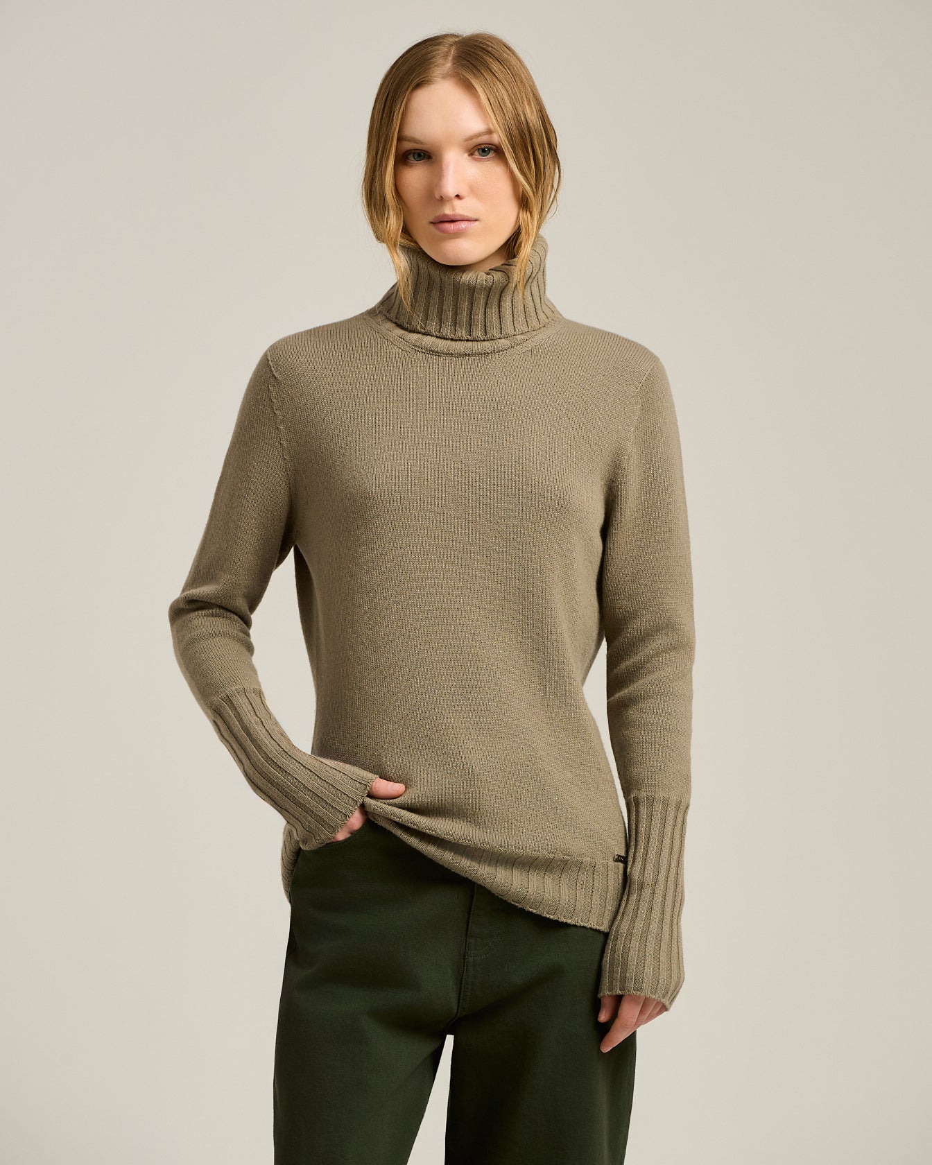 Kiton Knitwear Rollkragenpullover Kaschmir beige Gr 46