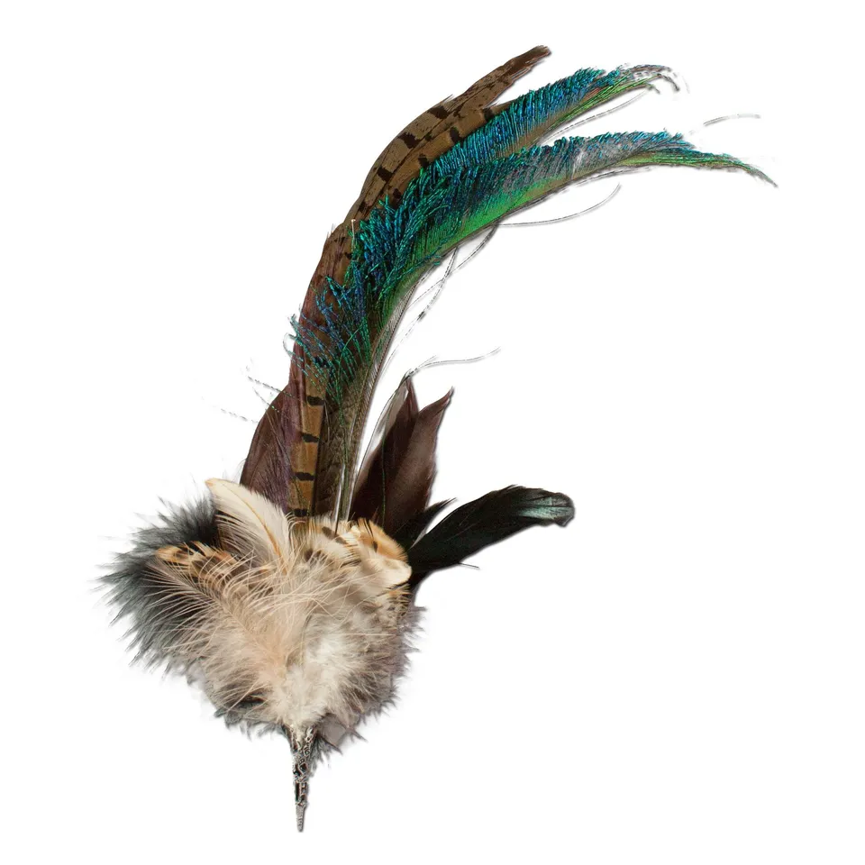 Alpenflüstern DAHEIM Pfau Federbrosche API02600035 grün-braun