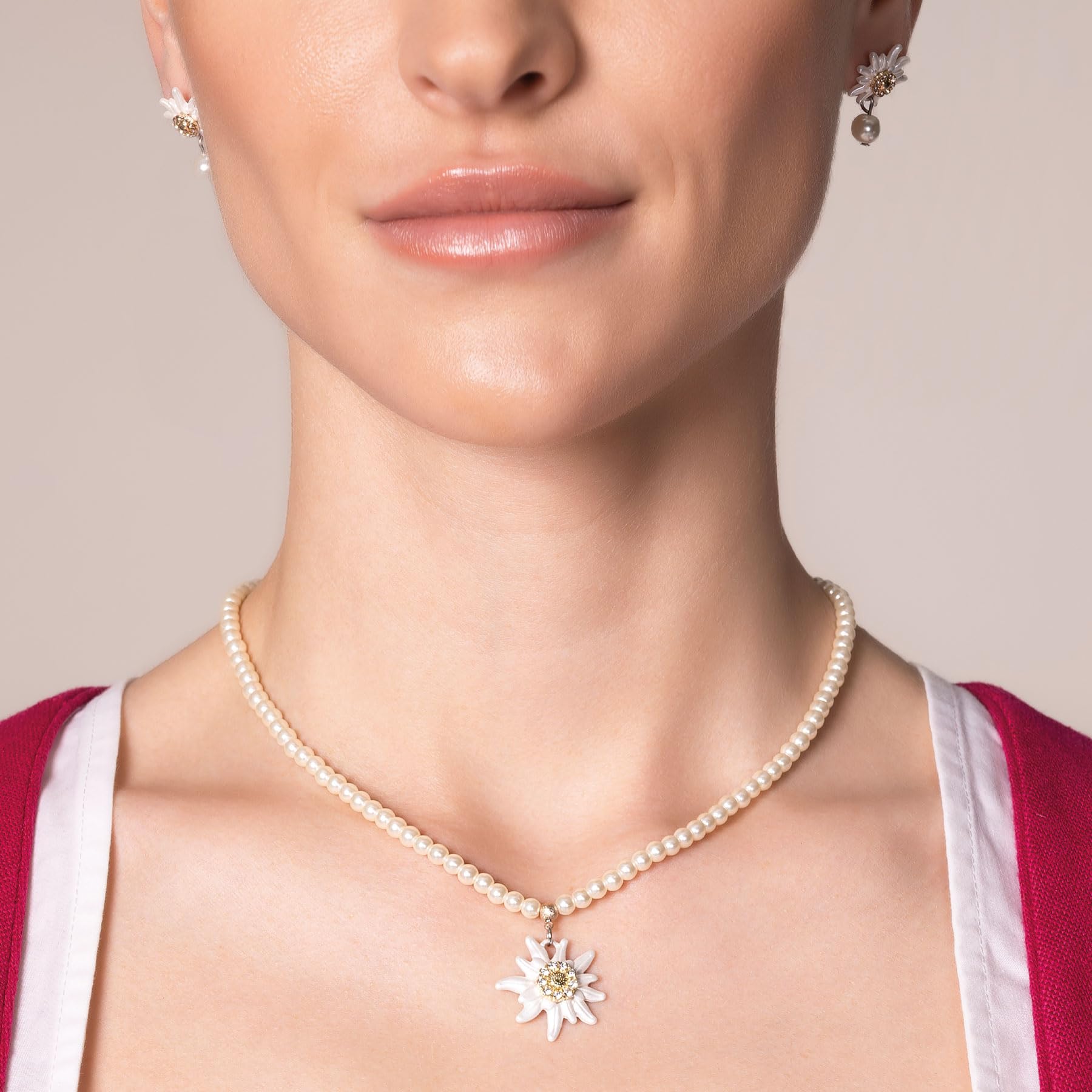 Alpenflüstern DAHEIM Greta SET051 Schmuckset creme-weiß Perlen