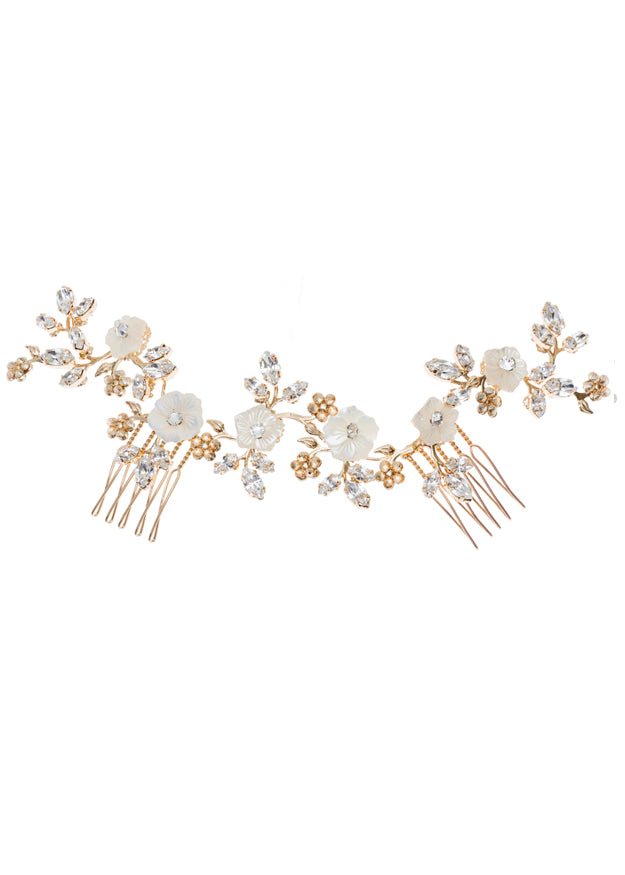 Elizabeth Bower Sakura Petal Haarkamm Perlmutt Matt Gold