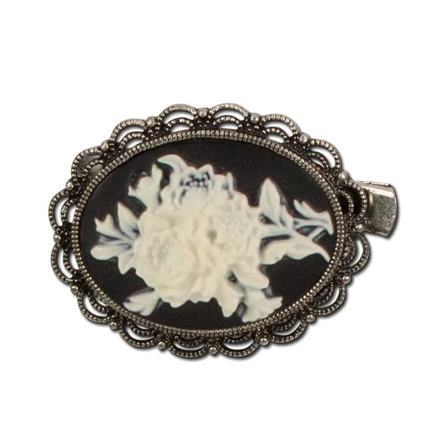 Alpenflüstern DAHEIM Blütenbrosche Schwarz 6x4,5 cm
