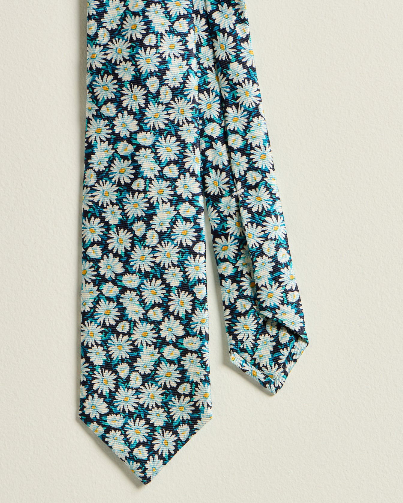 Kiton Seidenkrawatte Blau Grün Micro Floral 8,5 cm