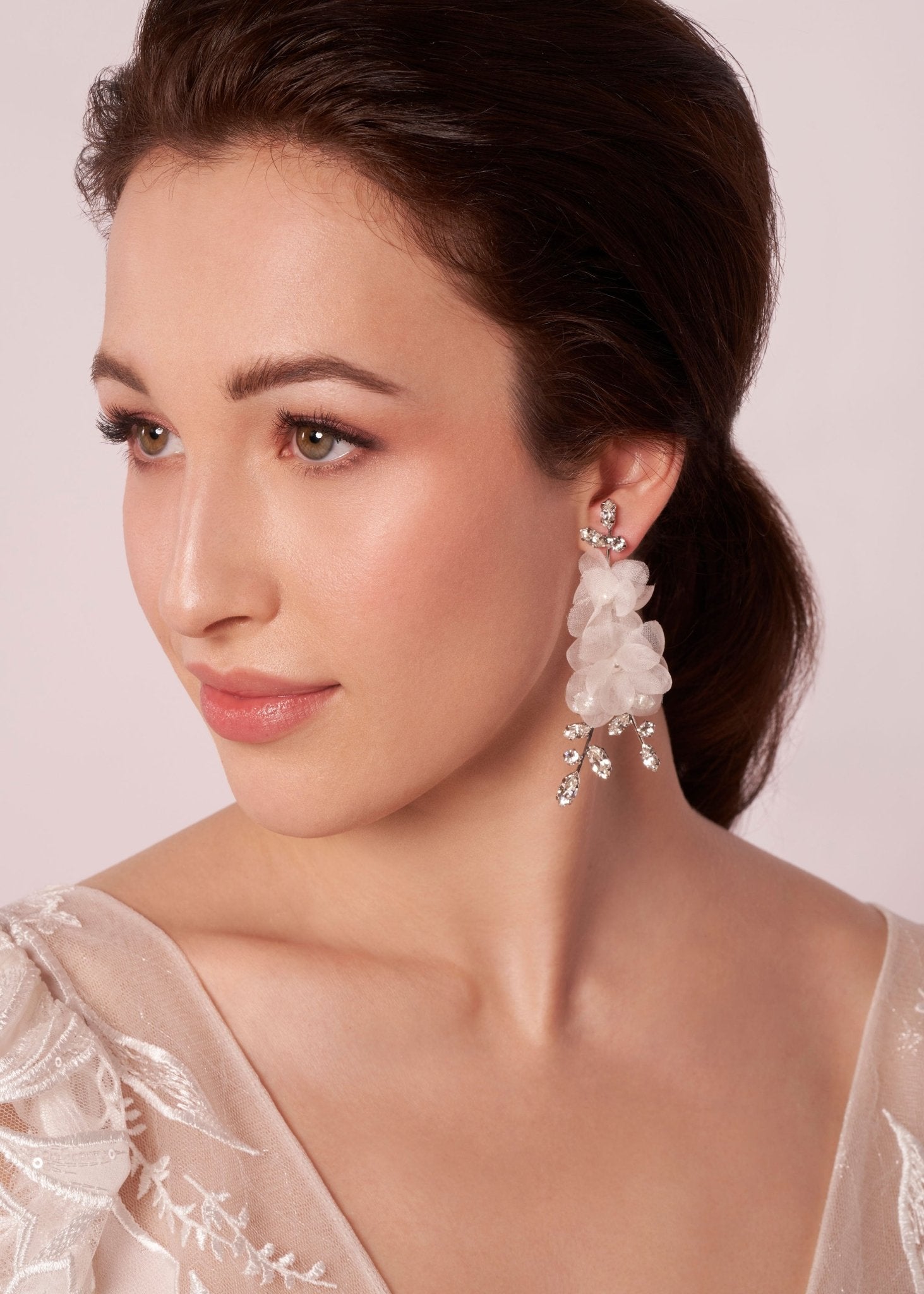 Elizabeth Bower Crystalla Flutter Chandelier Rhodium Ivory