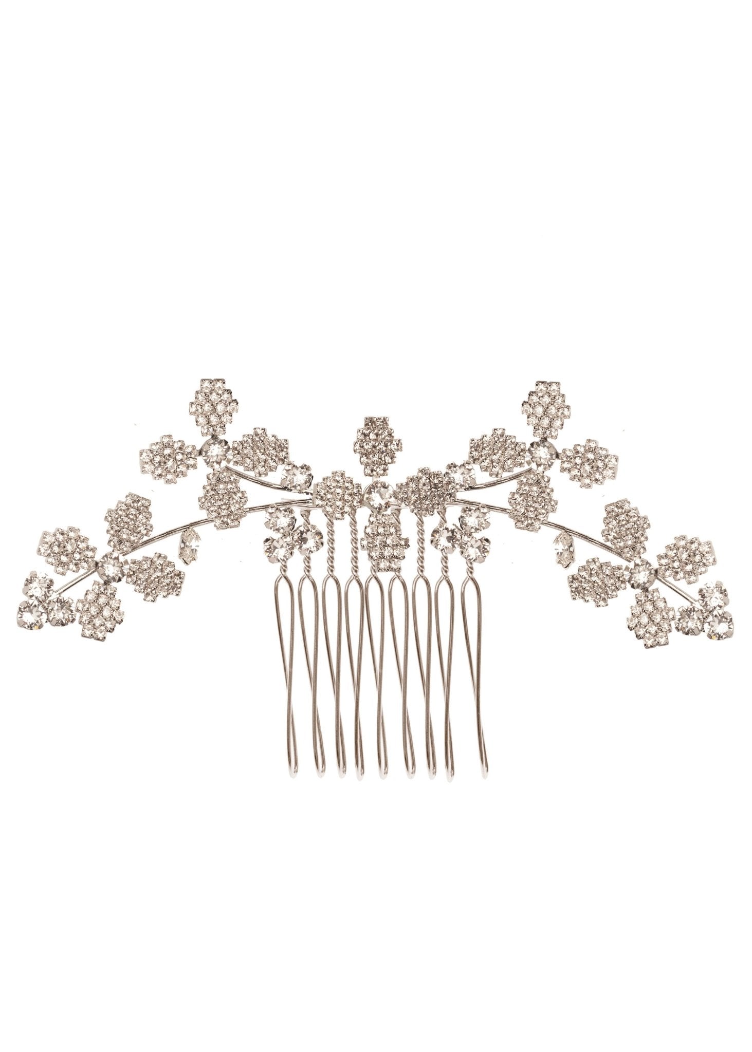 Elizabeth Bower Budding Floral Garland Haarkamm Rhodium Kristall