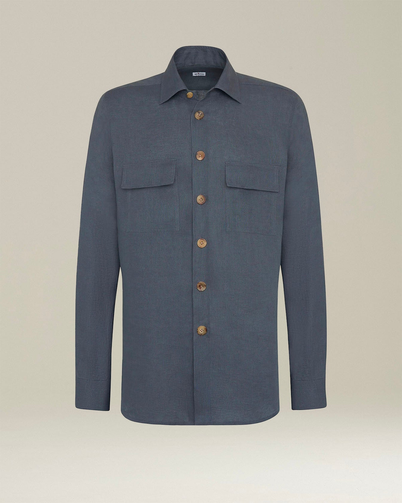 Kiton Shirts AAL Leinenhemd Grau Hornknöpfe
