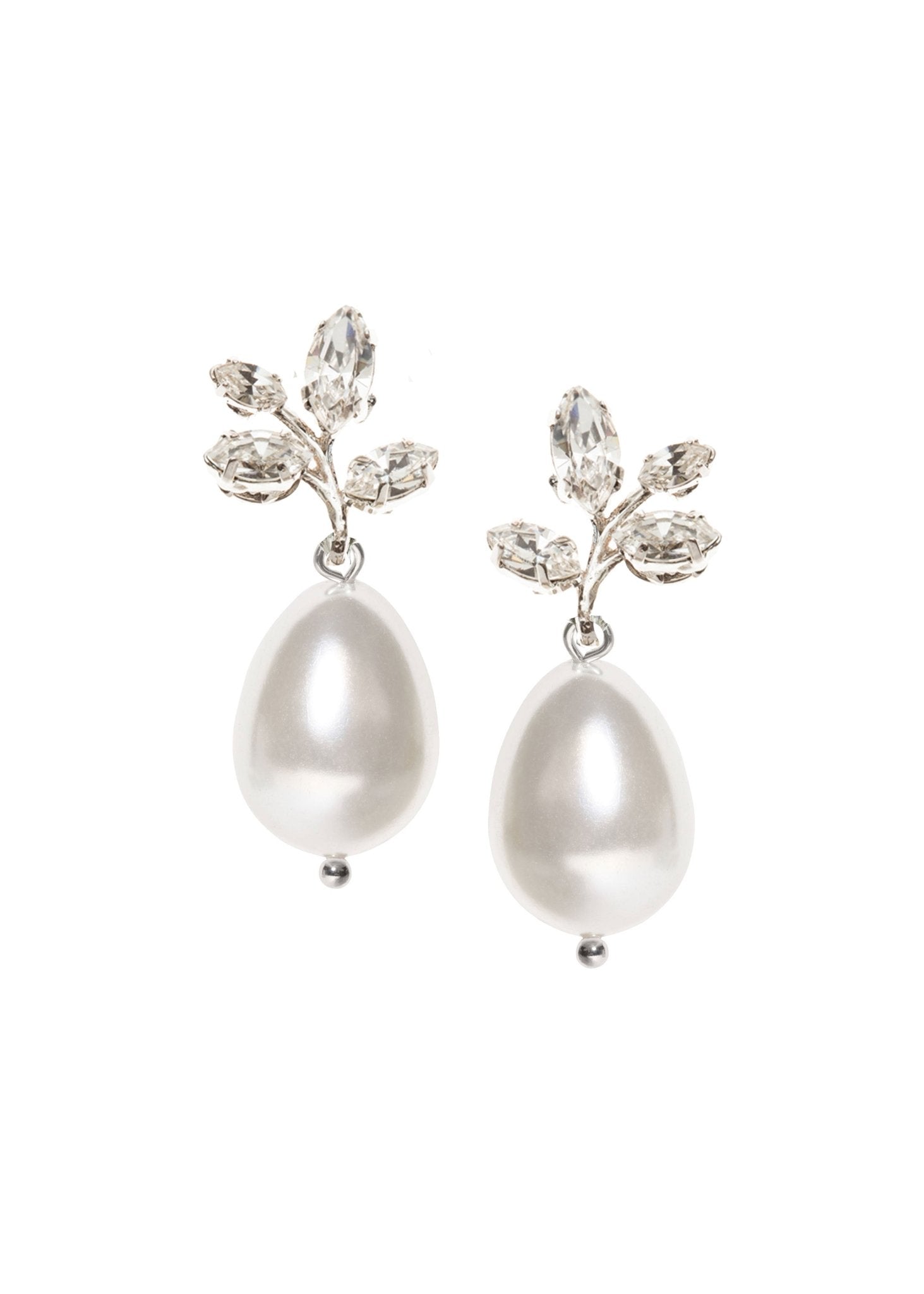 Elizabeth Bower Vine Crystal Bud Tropfen-Ohrringe Rhodium Stecker