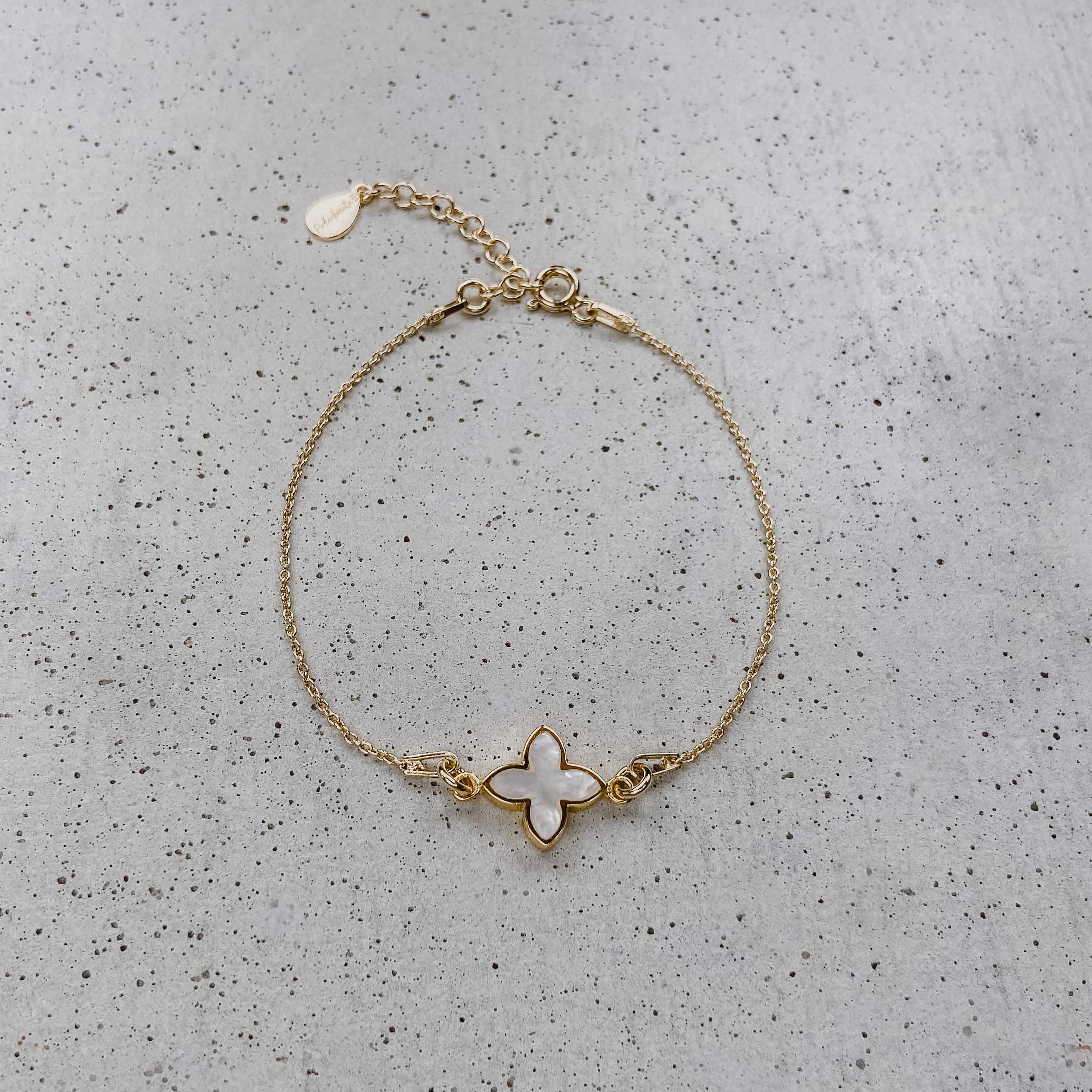 Perlenbräute Daisy Armband Gold Blüten 16,5-19,5cm