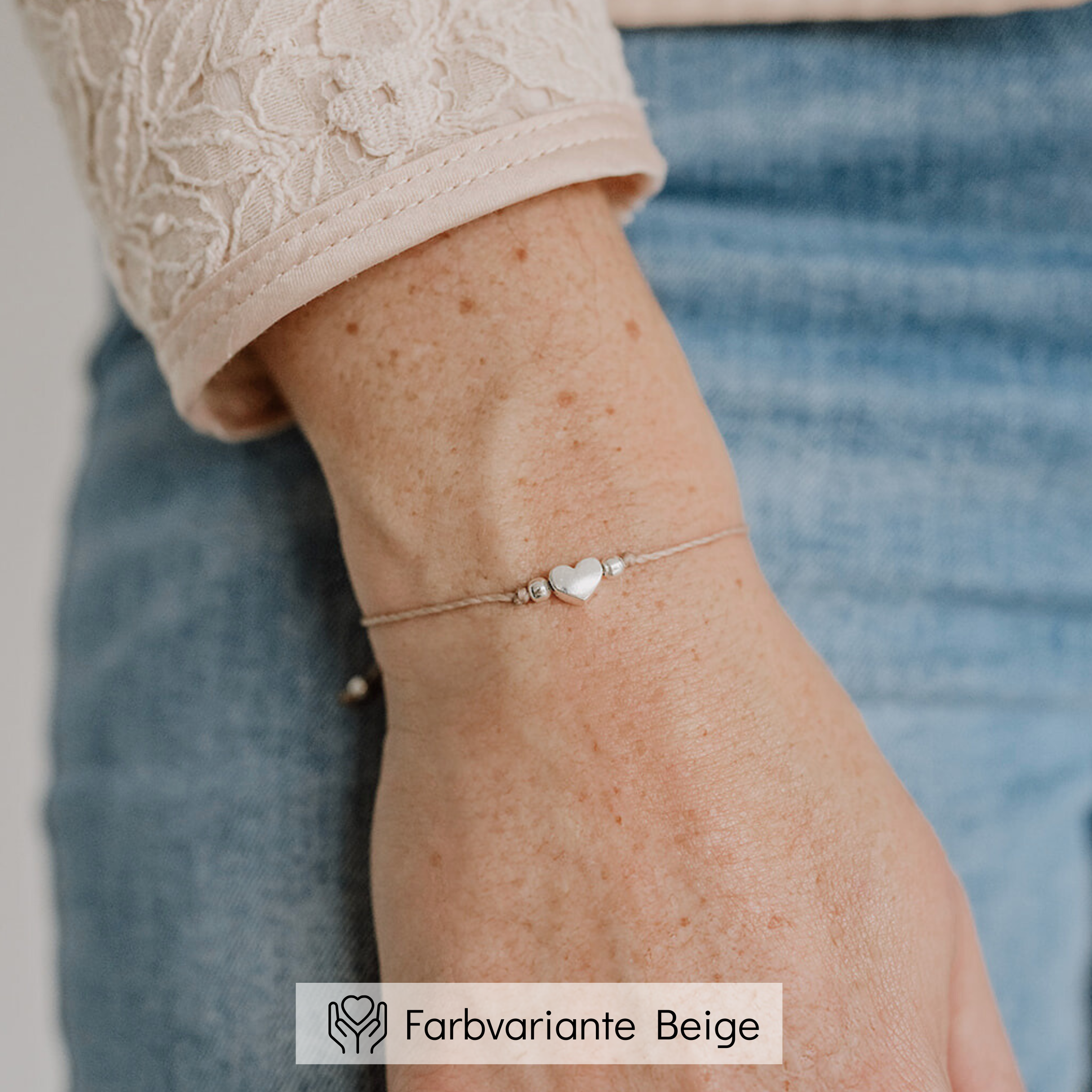 Perlenbräute Armbänder Makramee-Armband Beige Herz verstellbar