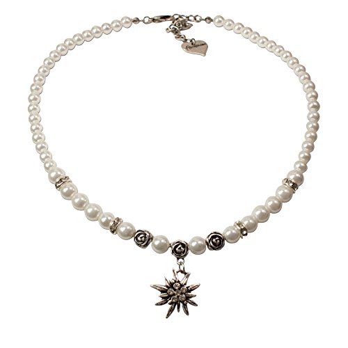 Alpenflüstern DAHEIM SET045 Trachtenschmuck-Set creme-weiß Edelweiß