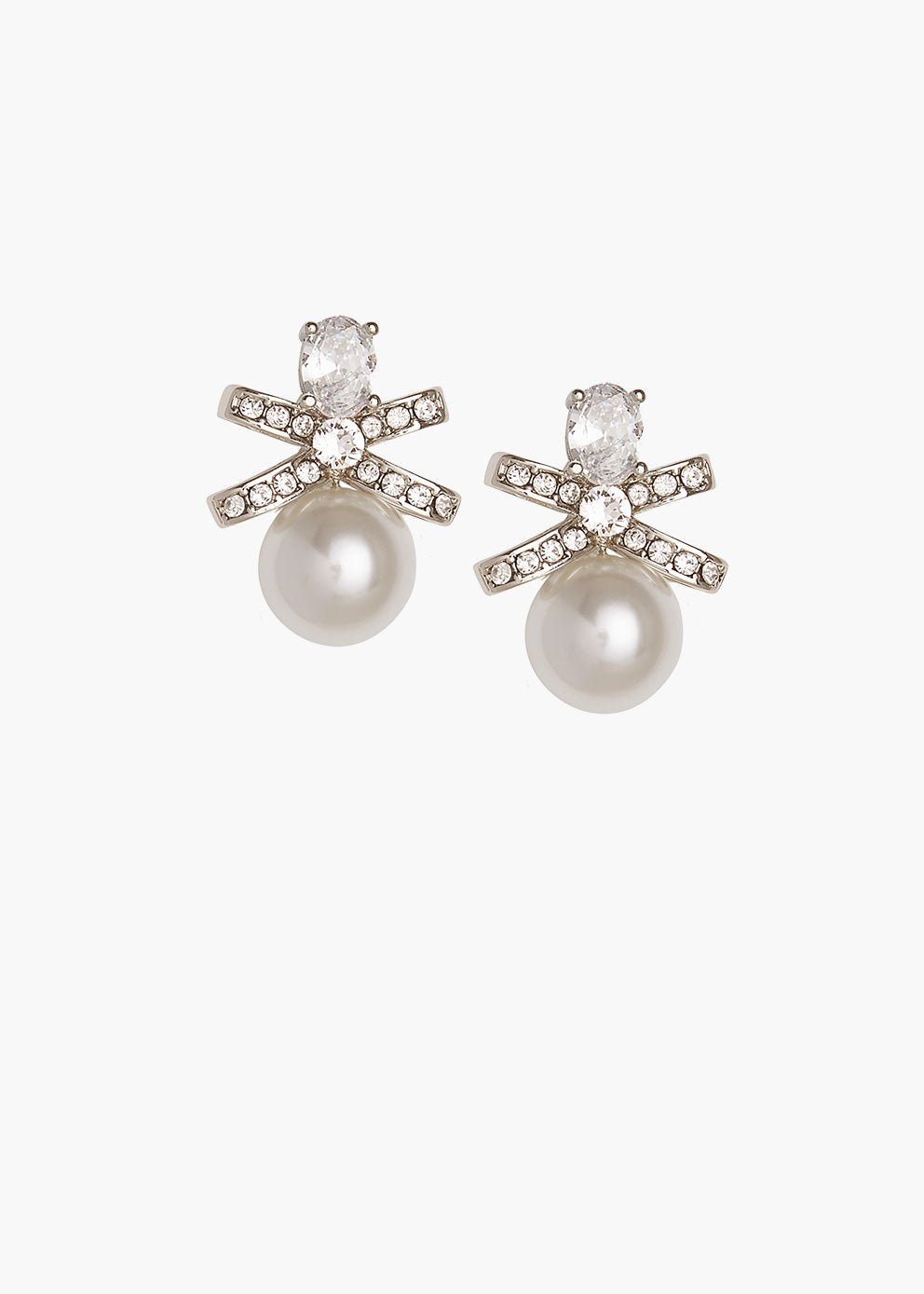 Elizabeth Bower Bow Duet Perlenohrstecker Rhodium 28mm
