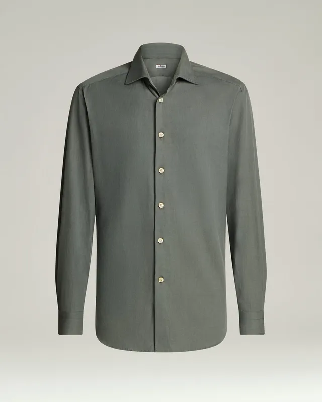 Kiton Shirts GREY COTTON Hemd Grau Baumwolle