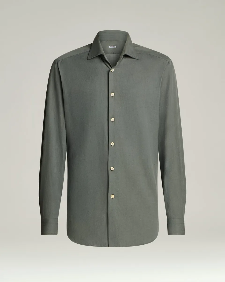 Kiton Shirts GREY COTTON Hemd Grau Baumwolle