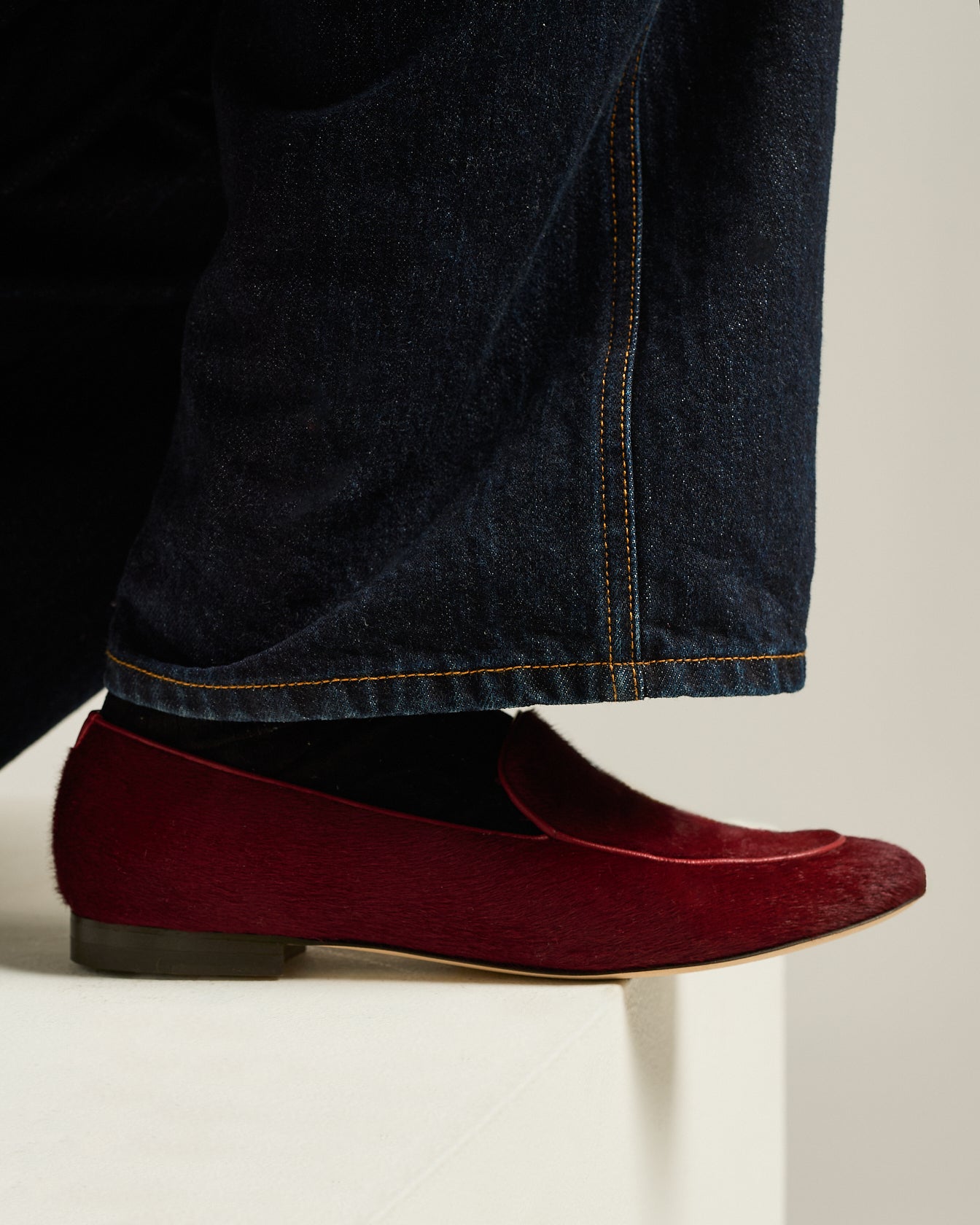 Kiton Shoes Loafer Kalbhaar Burgunderrot Rot