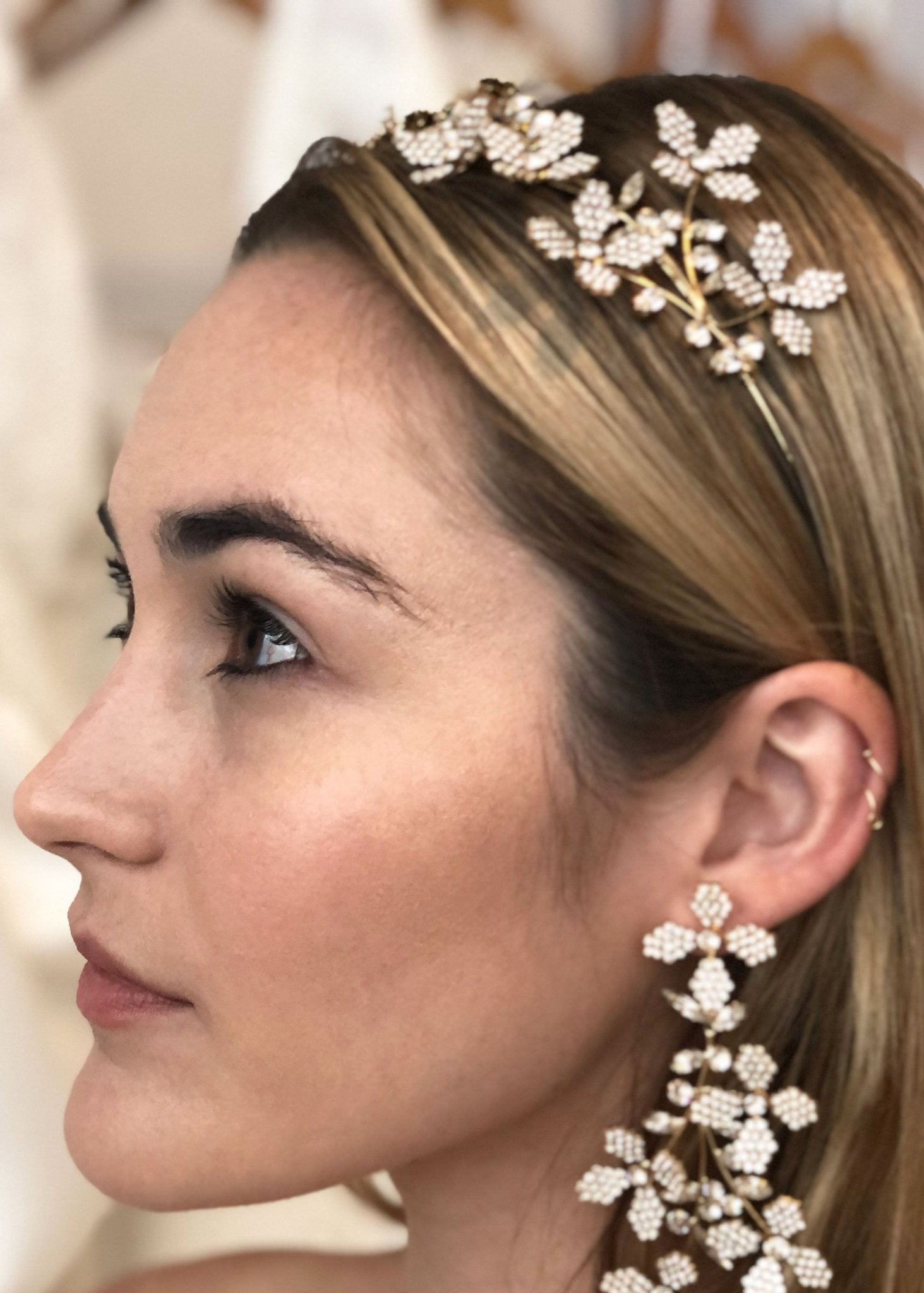 Elizabeth Bower Budding Cascade Haarband Gold Kristall