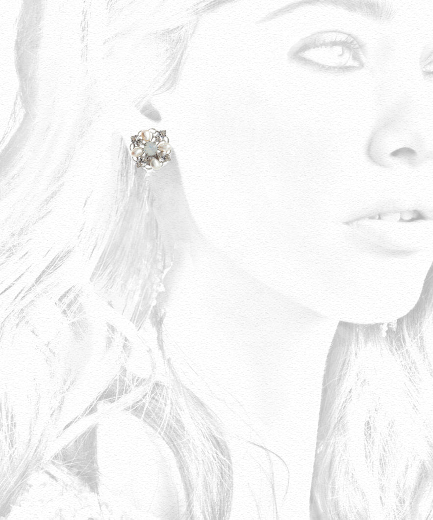 Elizabeth Bower Rose Braut Ohrstecker Opal Perle 12mm